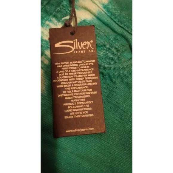 Silver Women's Size W26 / L31 Green Tie-Dye Skinny Camden Jeans -NWT - Picture 9 of 10